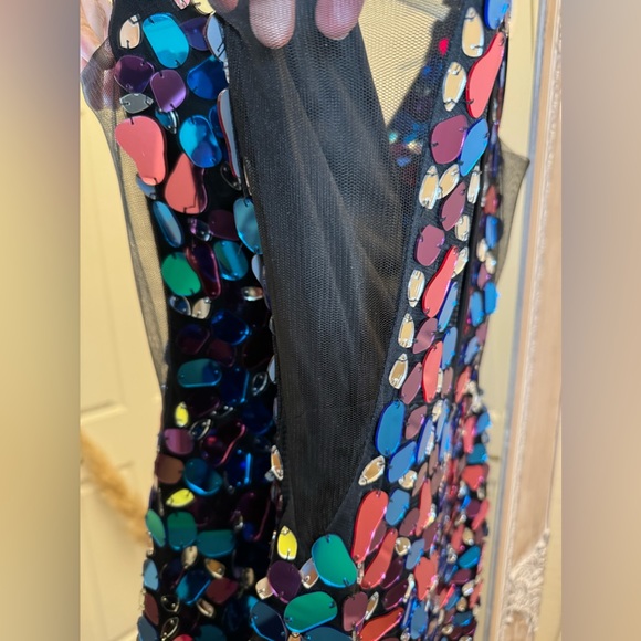 Jovani Jeweled Romper / Size 0 / Teal - Fucsia- Pink - Silver- Black - Picture 3 of 14